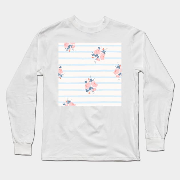 Pink FLower Wallpaper Print Long Sleeve T-Shirt by martynzero